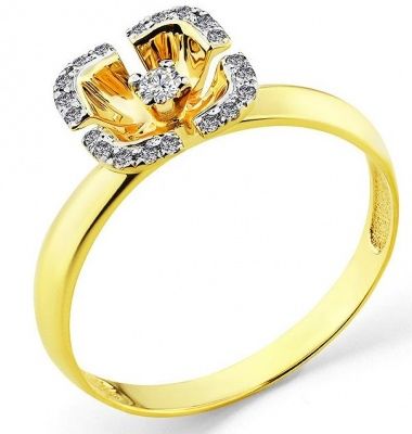 Кольцо с 21 бриллиантом из жёлтого золота