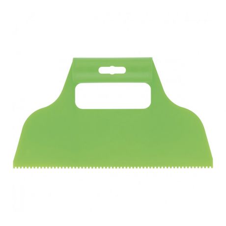 Шпатель для клея зубчатый Сибертех 128 мм R пластиковый зеленый с пластиковой ручкой