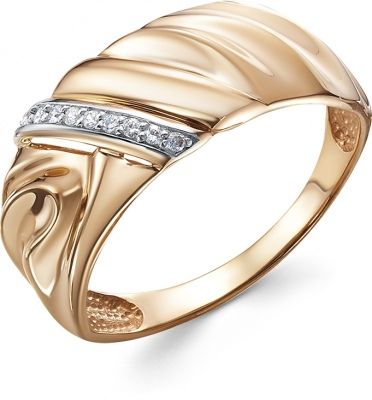 Кольцо с 9 фианитами из красного золота