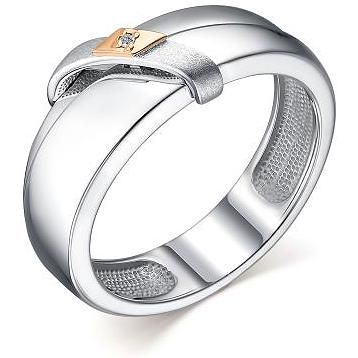 Кольцо с 1 бриллиантом из серебра