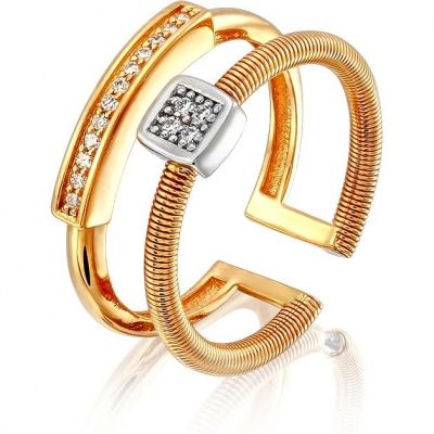Кольцо с 27 бриллиантами из комбинированного золота