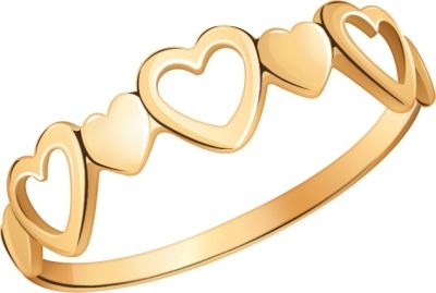 Кольцо Сердечки из красного золота