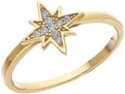 Кольцо Звезда с фианитами из жёлтого золота
