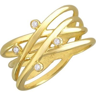 Кольцо с 4 фианитами из жёлтого золота