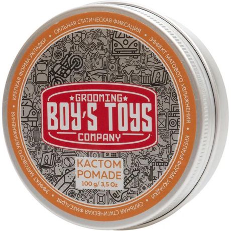Boy's Toys Помада для укладки волос сильной фиксации и средним уровнем блеска Кастом Pomade, 100 мл.