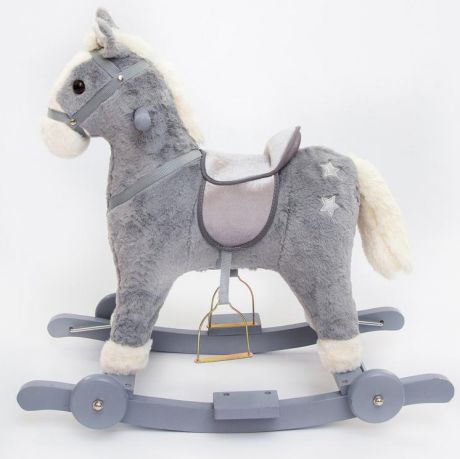Лошадка каталка-качалка AMAROBABY (Prime), с колесами, серый