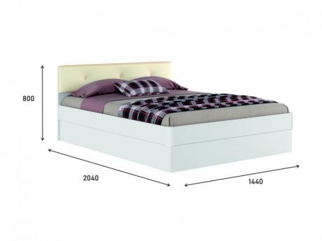 Белая кровать "Николь ЭКО-П" 1400 с подъемным механизмом и Белая кровать "Николь ЭКО-П" 1400 с подъемным механизм