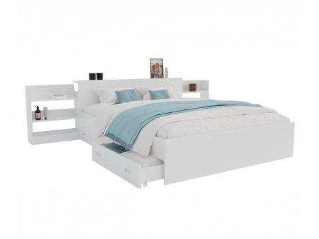Кровать Доминика с блоком и ящиками 160 (Белый) Кровать Доминика с блоком и ящиками 160 (Белый)