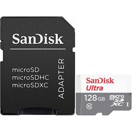 Micro SecureDigital 128Gb SanDisk Ultra Light microSDXC class 10 UHS-1 (SDSQUNR-128G-GN6TA) + адаптер
