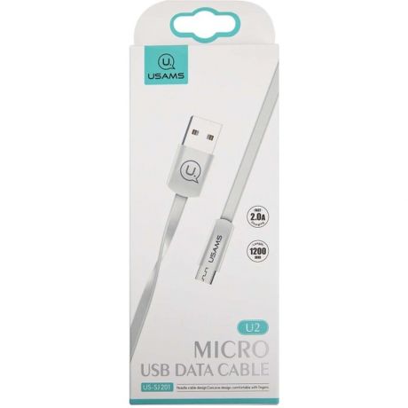 Кабель USB-MicroUSB 1m белый Usams U2 плоский