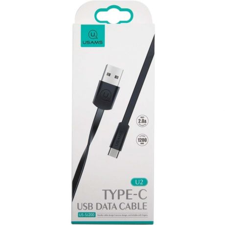 Кабель USB-Type C 1m черный Usams U2 плоский