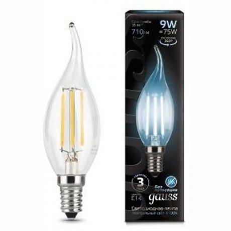 Упаковка светодиодных ламп Gauss Black Filament LED Candle Tailed E14 9W 4100K 104801209 x10