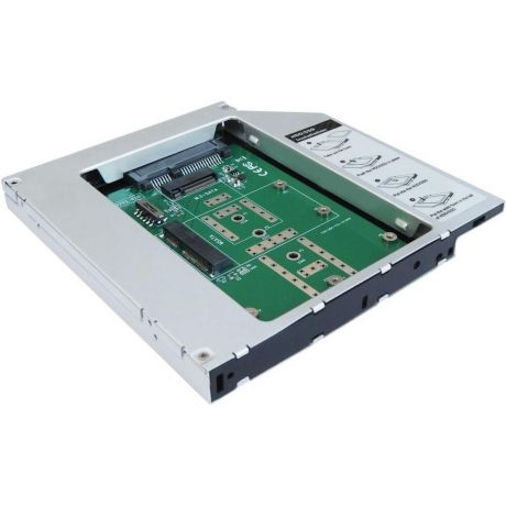 Салазки Agestar SMNF2S для замены привода в ноутбуке 12.7мм на 2.5" HDD/SSD/М.2/mSATA