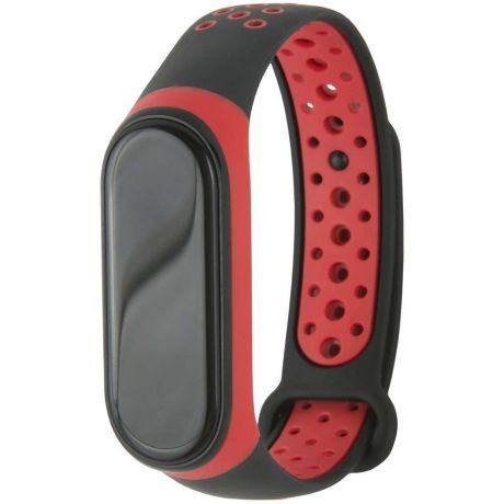 Ремешок силиконовый Red Line для Mi Band 3/4 черно-красный