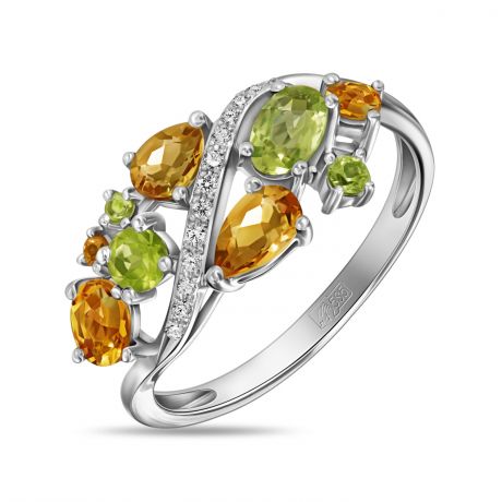 Miuz.ru Золотое кольцо c цитрином, бриллиантами и перидотами