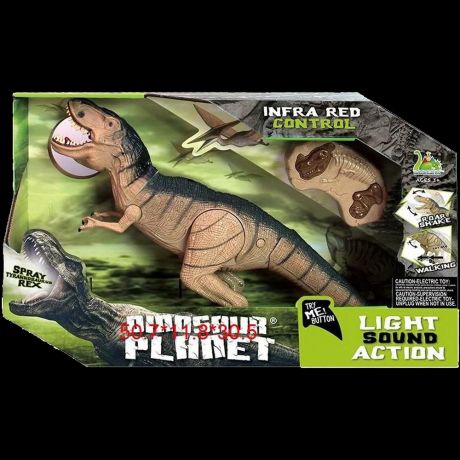 Интерактивная игрушка Динозавр на р/у Junfa "Планета динозавров. Тиранозавр Рекс", пускает пар, звуковые и световые эффекты, в коробке 50,7х11,8х30,5