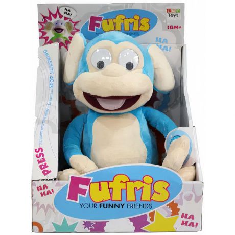 Интерактивная игрушка IMC Toys Обезьянка Fufris интерактивная, звуковые эффекты, смеётся и подпрыгивает 94161 голубая