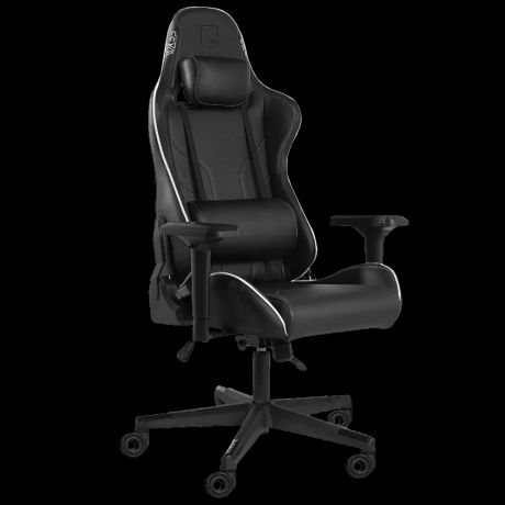 Кресло для геймера WARP Xn чёрное (карбон, экокожа, алькантара, регулируемый угол наклона, механизм качания)