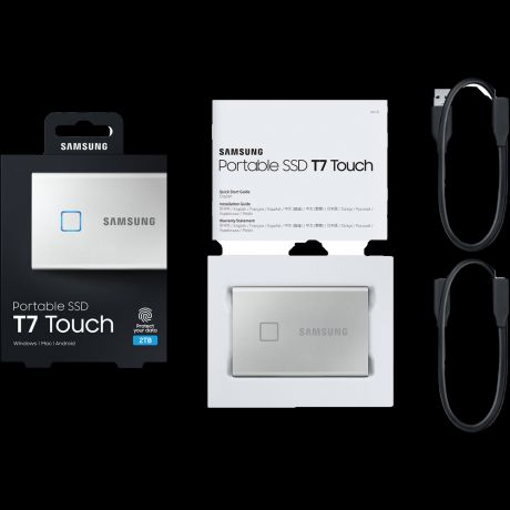 Внешний SSD-накопитель 1.8" 2000Gb Samsung T7 Touch MU-PC2T0S/WW (SSD) USB 3.2 Type C Серебристый