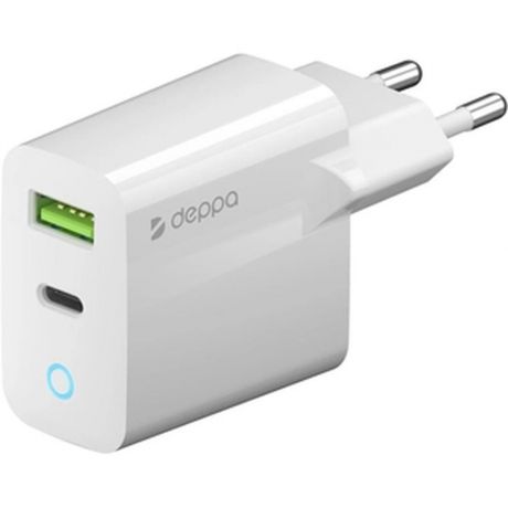 Сетевое зарядное устройство Deppa Power Delivery QC 3.0 65Вт USB A + Type-C белое (11397)