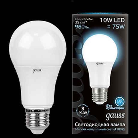 Упаковка светодиодных ламп Gauss Black LED A60 E27 10W 4100K 102502210 x10