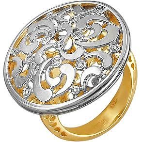 Кольцо с 13 фианитами из комбинированного золота