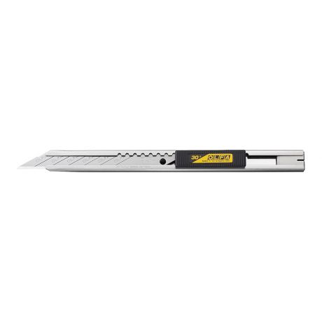 Нож строительный Olfa 9 мм с выдвижным лезвием стальной корпус для графических работ
