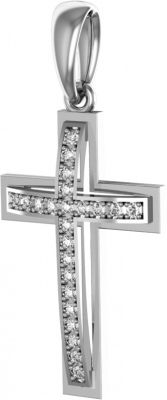 Крестик с 23 бриллиантами из белого золота