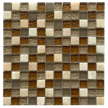 Мозаика Lavelly Elements Light Brown Mix светло-коричневый микс из стекла и камня 298х298х4 мм