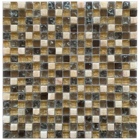 Мозаика Lavelly Elements Bronze Brown Mix бронзово-коричневый микс из стекла и камня 305х305х8 мм