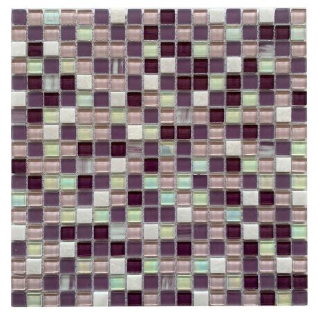 Мозаика Lavelly Elements Pearl Violet Mix жемчужно-фиолетовый микс из стекла и камня 305х305х8 мм