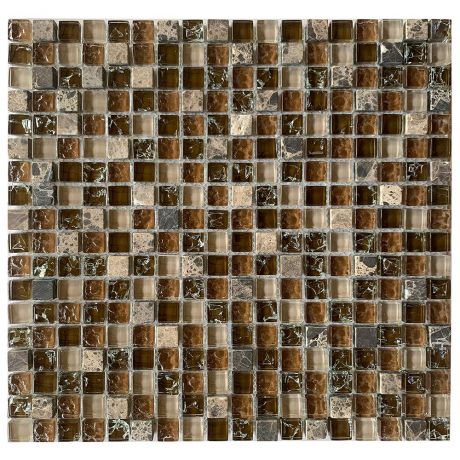 Мозаика Lavelly Elements Copper Brown Mix медно-коричневый микс из стекла и камня 305х305х8 мм