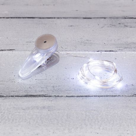 Гирлянда светодиодная Neon-Night Роса 30 LED свечение Белый 3 м с прищепкой с батарейным блоком (302-015)