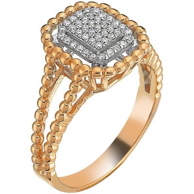 Кольцо с 46 бриллиантами из комбинированного золота