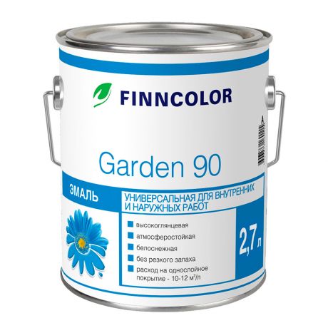 Эмаль алкидная Finncolor Garden 90 основа А высокоглянцевая 2,7 л