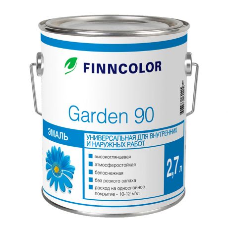 Эмаль алкидная Finncolor Garden 90 основа С высокоглянцевая 2,7 л