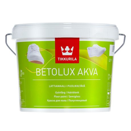 Краска для пола Tikkurila Betolux Akva основа C полуглянцевая 2,7 л