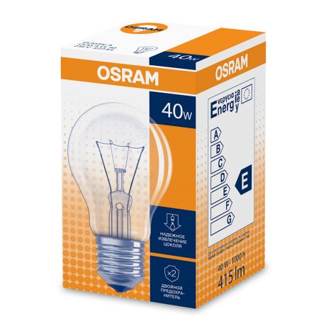Лампа накаливания Osram CLAS A55 CL 40 Вт E27 груша 2700К теплый белый свет 220 В прозрачная