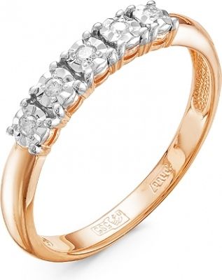 Кольцо с 5 бриллиантами из комбинированного золота
