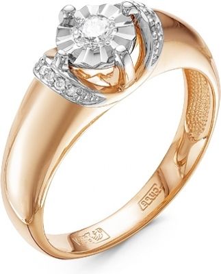 Кольцо с 11 бриллиантами из комбинированного золота