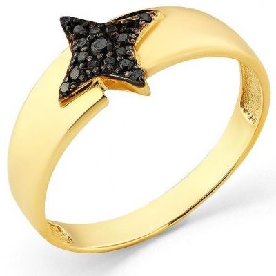 Кольцо Звезда с 17 бриллиантами из жёлтого золота