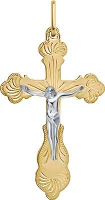 Крестик из комбинированного золота