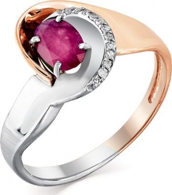 Кольцо с рубином и бриллиантами из комбинированного золота