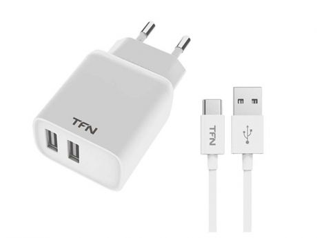 Зарядное устройство TFN Rapid 2.4A+Type-C White TFN-WCRPD12W2U04