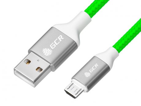 Аксессуар GCR QC USB - MicroUSB 1m Green-White GCR-52470