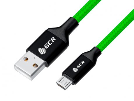 Аксессуар GCR USB - MicroUSB 80cm Green-Black GCR-52033