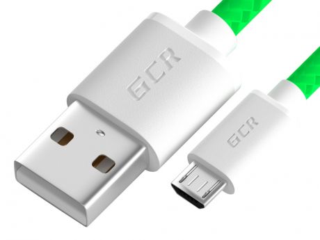 Аксессуар GCR USB - MicroUSB 30cm Green GCR-53519