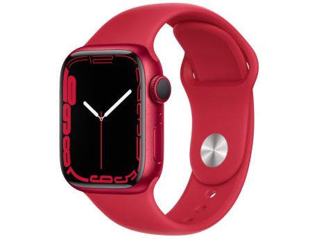 Умные часы APPLE Watch Series 7 41mm Product Red Aluminium Case with Product Red Sport Band MKN23RU/A Выгодный набор + серт. 200Р!!!
