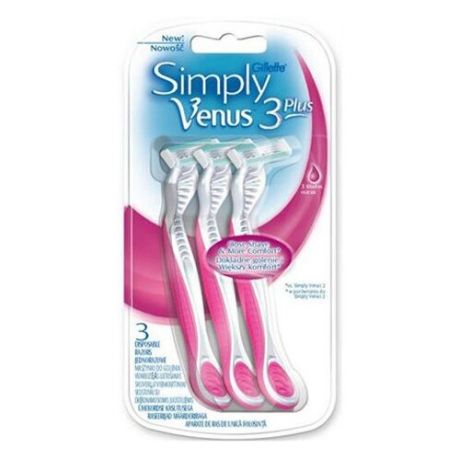 Одноразовые станки GILLETTE Satin Care Simply Venus 3 Plus в пакете 3 шт.