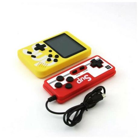 Портативная мини-консоль, 8 бит, Детская цветная игровая консоль, Game Box / с джостиком пультом / желтая